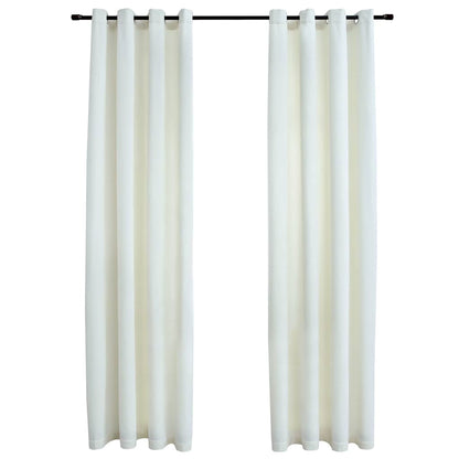 Tende Oscuranti con Anelli 2 pz Crema in Velluto 140x225 cm