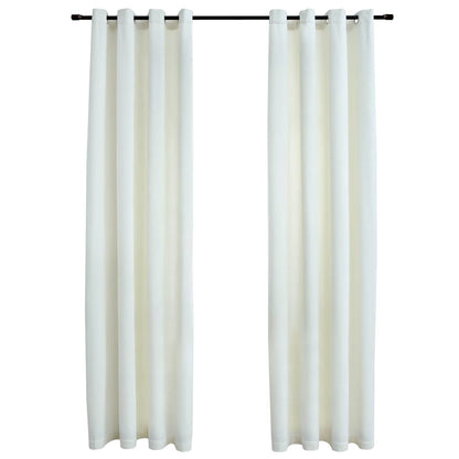 Tende Oscuranti con Anelli 2 pz Crema in Velluto 140x245 cm | homemem39