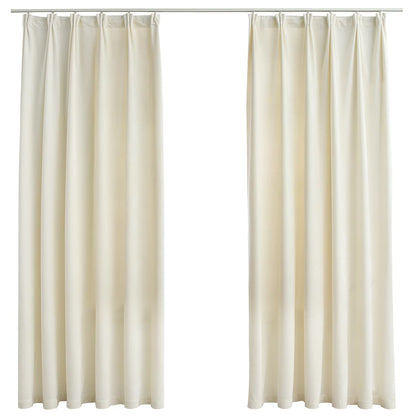 Tende Oscuranti con Ganci 2 pz Crema in Velluto 140x175 cm