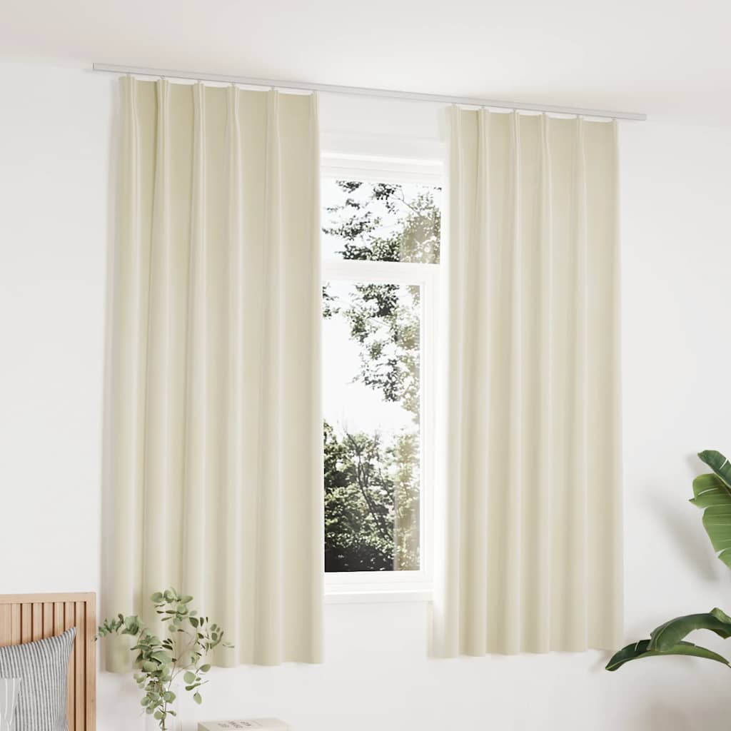 Tende Oscuranti con Ganci 2 pz Crema in Velluto 140x175 cm | homemem39