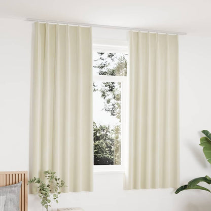 Tende Oscuranti con Ganci 2 pz Crema in Velluto 140x175 cm