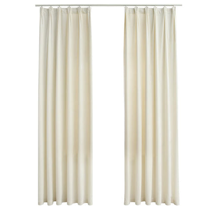 Tende Oscuranti con Ganci 2 pz Crema in Velluto 140x245 cm