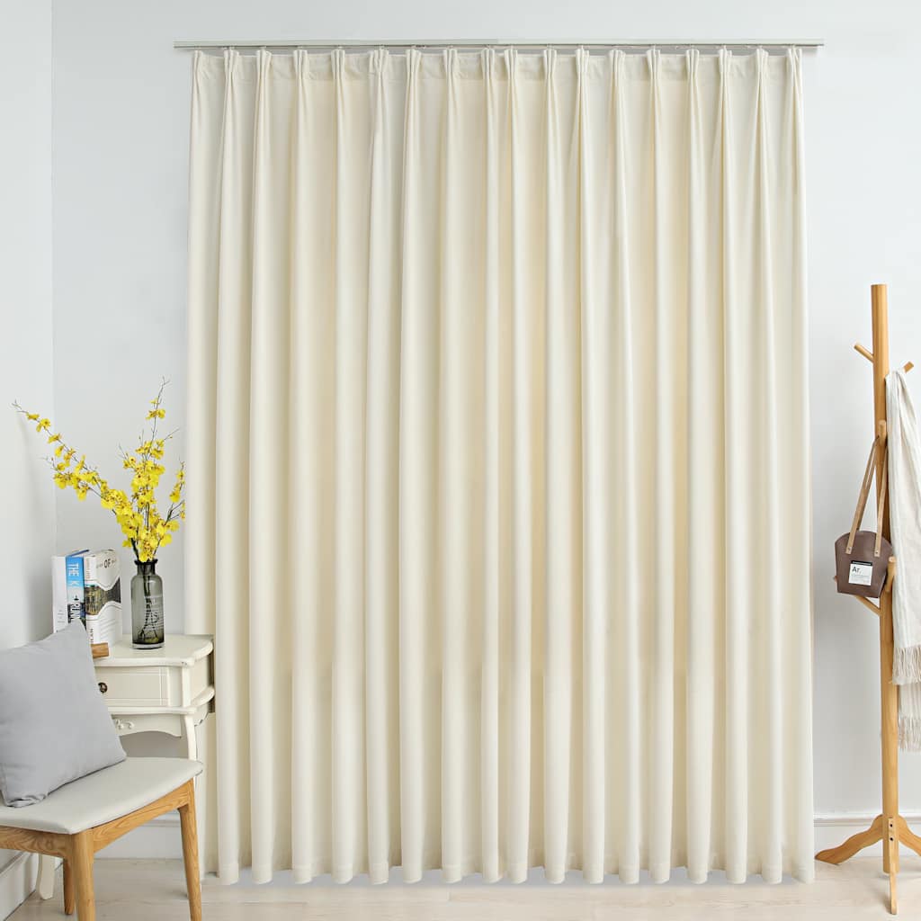 Tenda Oscurante con Ganci Crema in Velluto 290x245 cm | homemem39
