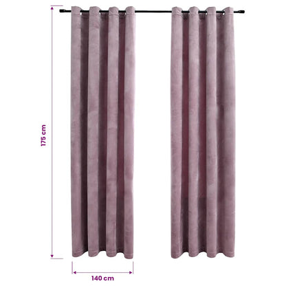 Tende Oscuranti con Anelli 2pz Rosa Antico in Velluto 140x175cm | homemem39