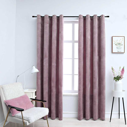 Tende Oscuranti con Anelli 2pz Rosa Antico in Velluto 140x175cm | homemem39