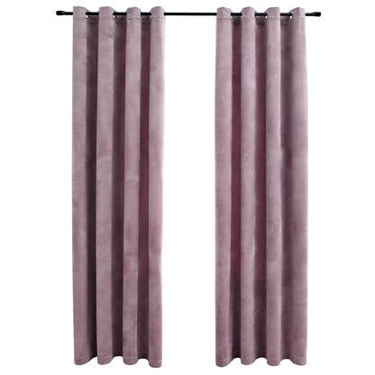 Tende Oscuranti con Anelli 2pz Rosa Antico in Velluto 140x225cm | homemem39