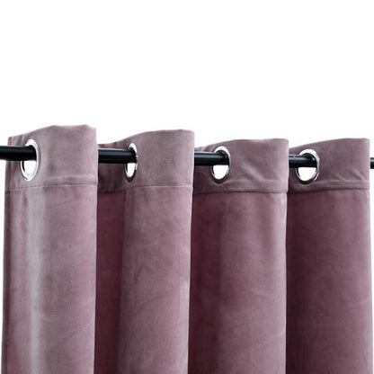 Tende Oscuranti con Anelli 2pz Rosa Antico in Velluto 140x225cm | homemem39