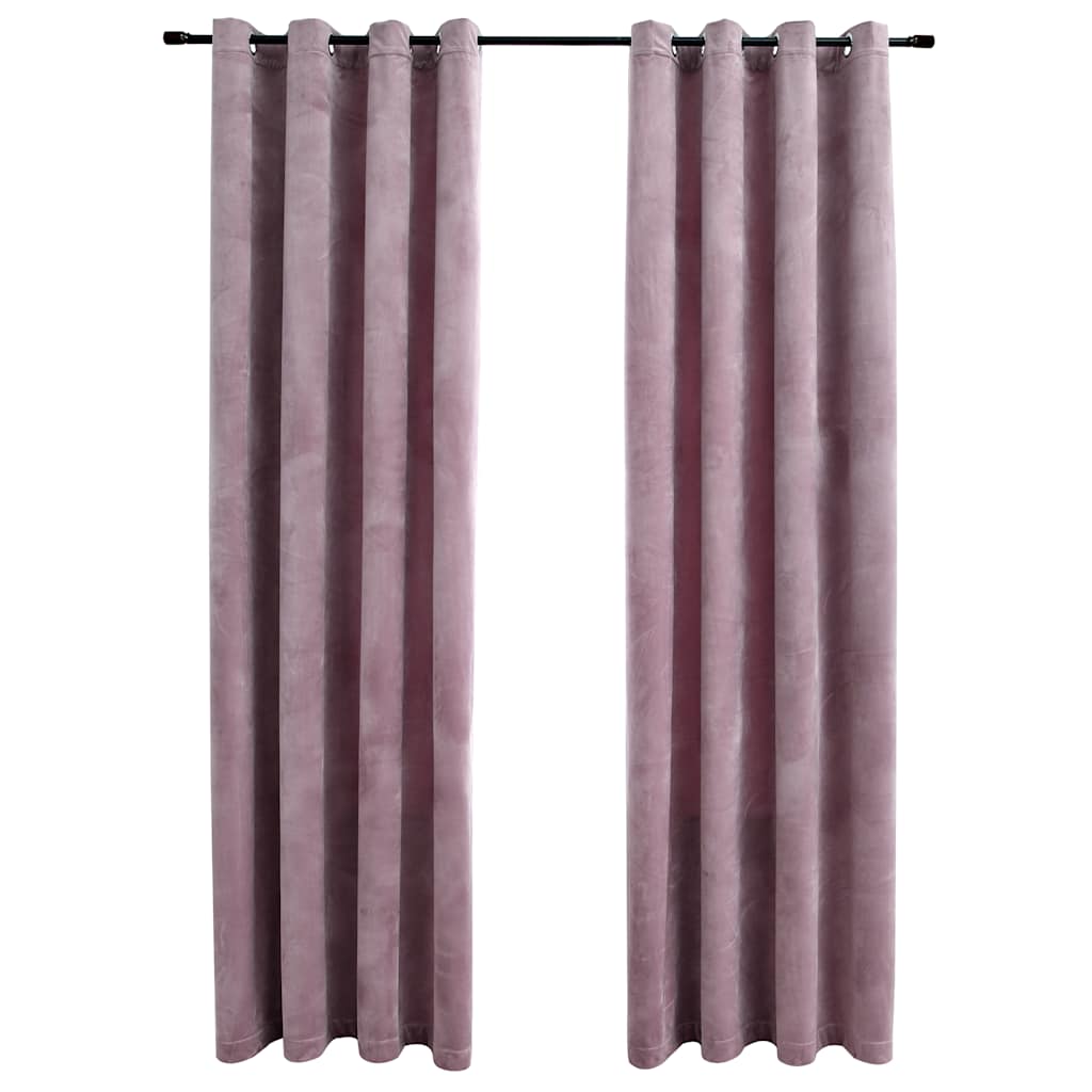 Tende Oscuranti con Anelli 2pz Rosa Antico in Velluto 140x245cm | homemem39