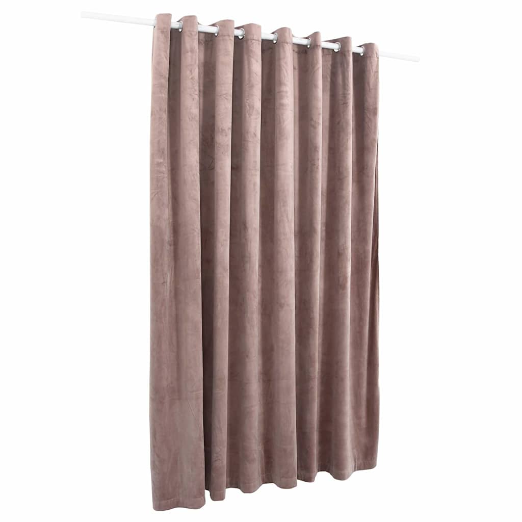 Tenda Oscurante Anelli in Metallo Velluto Rosa Antico 290x245cm | homemem39