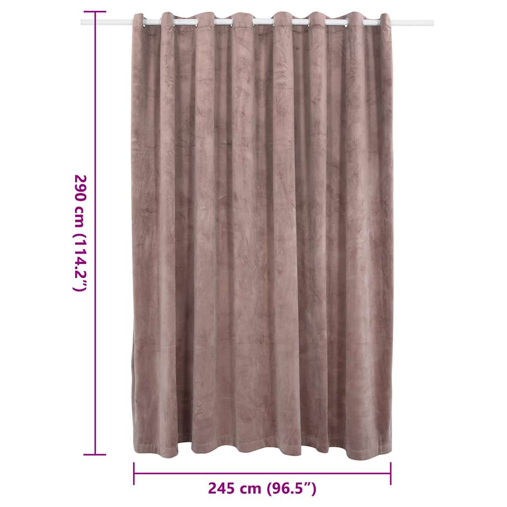 Tenda Oscurante Anelli in Metallo Velluto Rosa Antico 290x245cm | homemem39