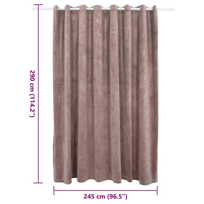 Tenda Oscurante Anelli in Metallo Velluto Rosa Antico 290x245cm | homemem39