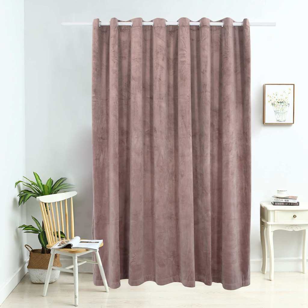 Tenda Oscurante Anelli in Metallo Velluto Rosa Antico 290x245cm