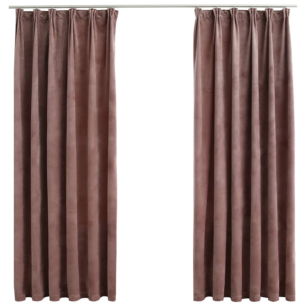 Tende Oscuranti con Ganci 2 pz Rosa Antico in Velluto 140x175cm | homemem39