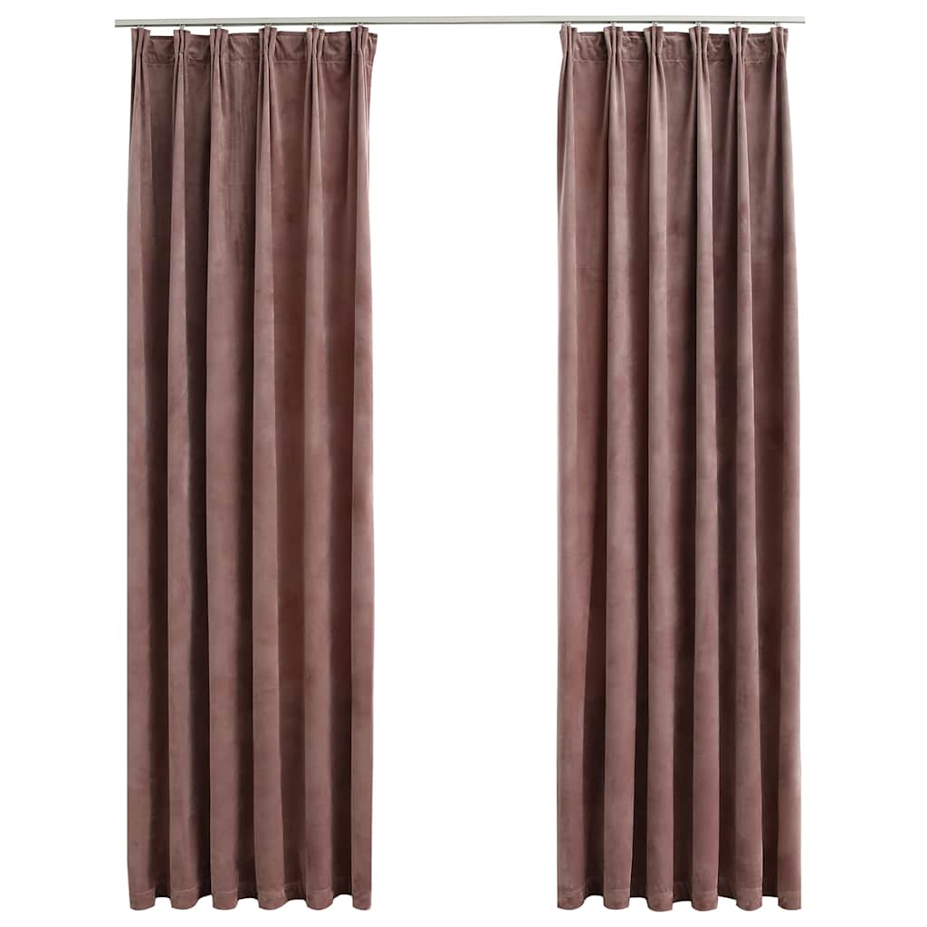 Tende Oscuranti con Ganci 2 pz Rosa Antico in Velluto 140x225cm | homemem39