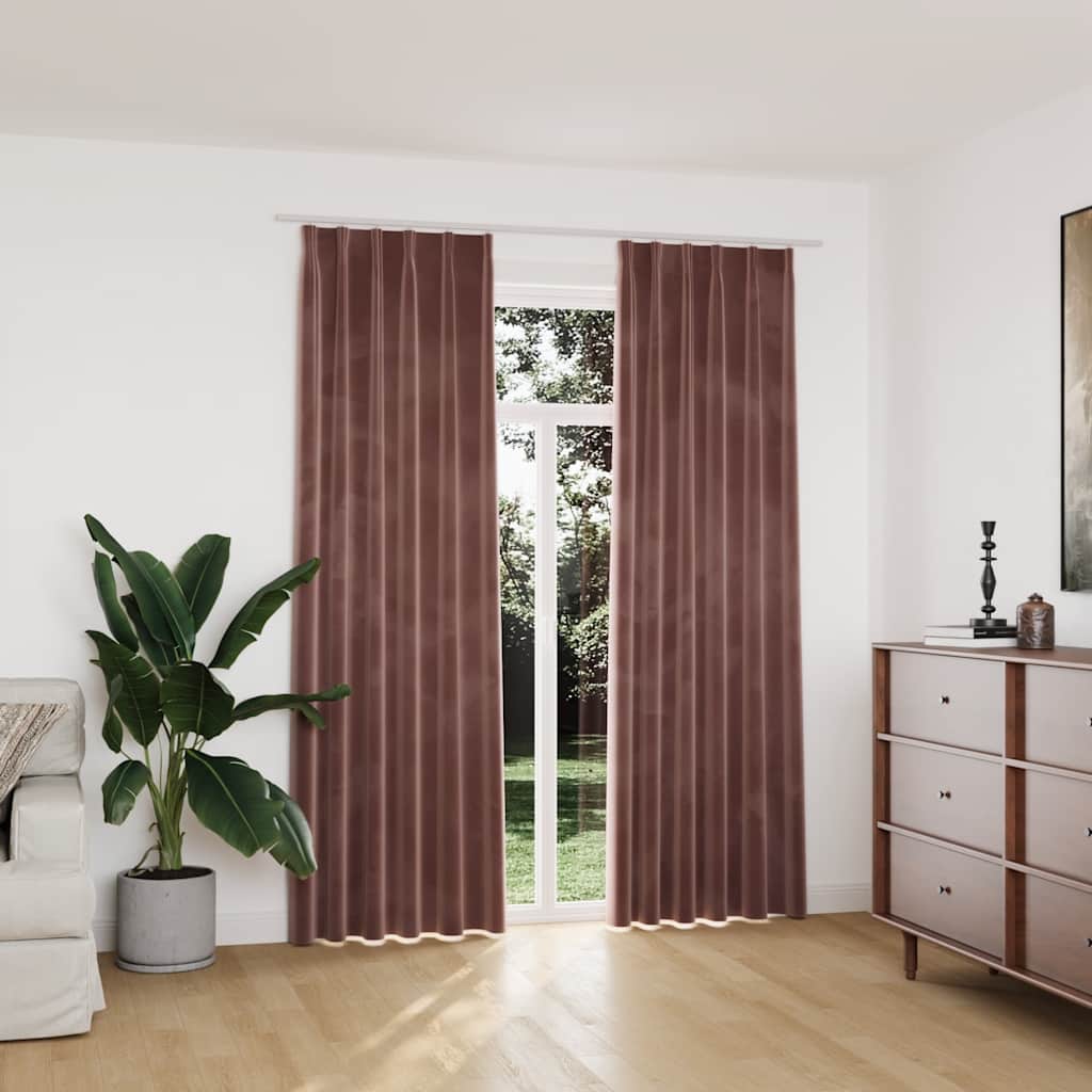 Tende Oscuranti con Ganci 2 pz Rosa Antico in Velluto 140x225cm | homemem39