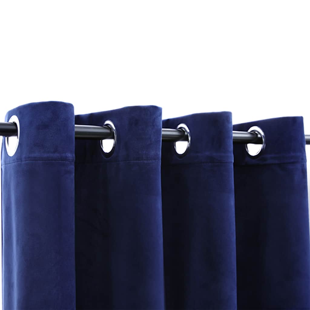 Tende Oscuranti con Anelli 2 pz Blu Scuro in Velluto 140x225 cm | homemem39