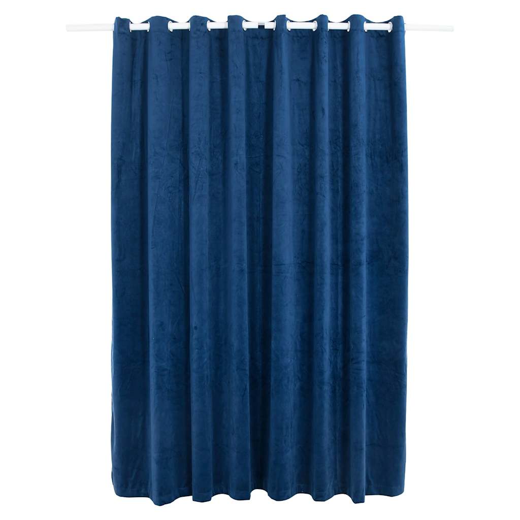 Tenda Oscurante Anelli in Metallo Velluto Blu Scuro 290x245 cm | homemem39