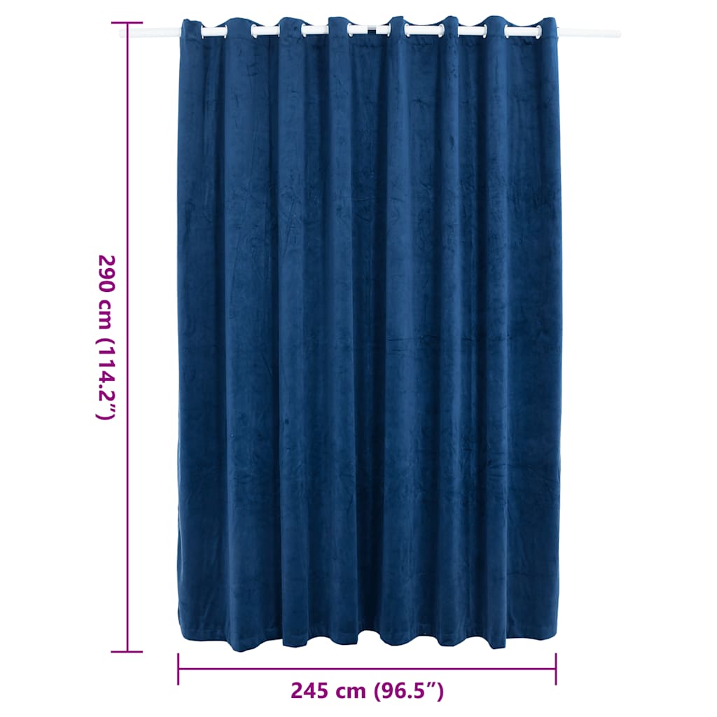 Tenda Oscurante Anelli in Metallo Velluto Blu Scuro 290x245 cm | homemem39