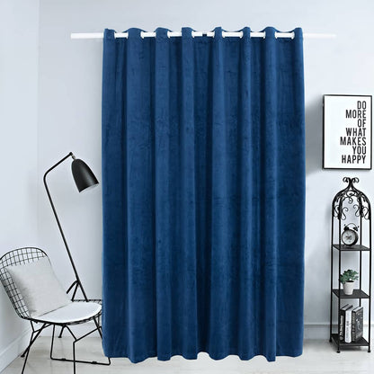 Tenda Oscurante Anelli in Metallo Velluto Blu Scuro 290x245 cm | homemem39