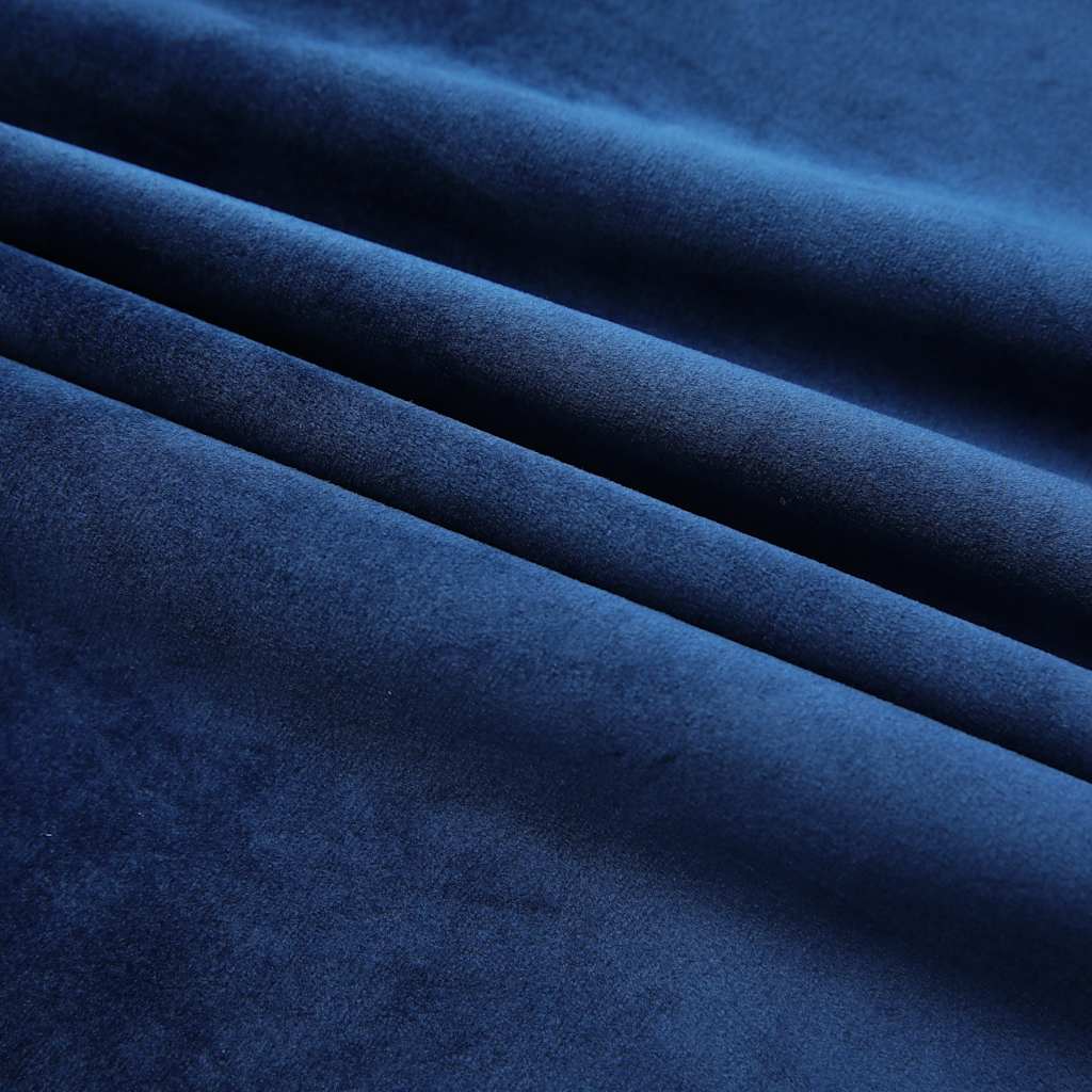 Tende Oscuranti con Ganci 2 pz Blu Scuro in Velluto 140x175 cm