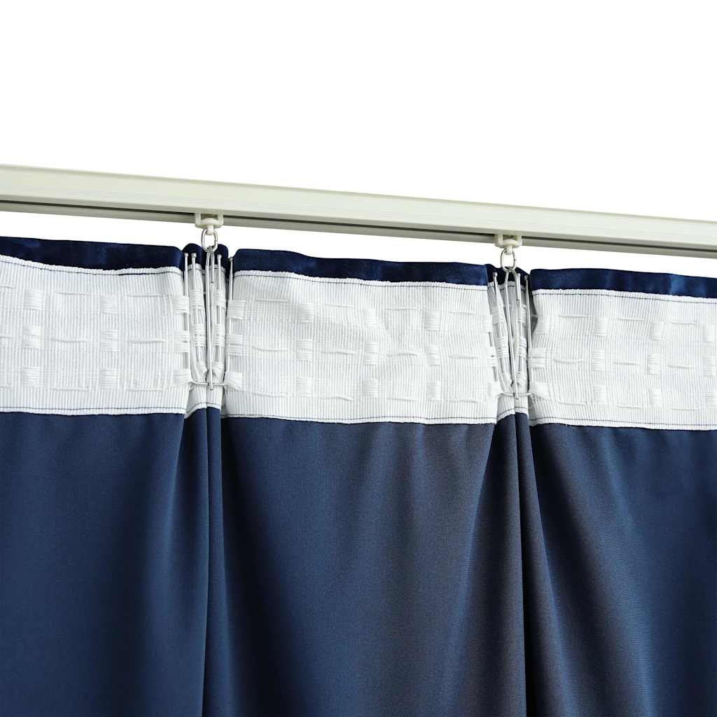 Tende Oscuranti con Ganci 2 pz Blu Scuro in Velluto 140x175 cm