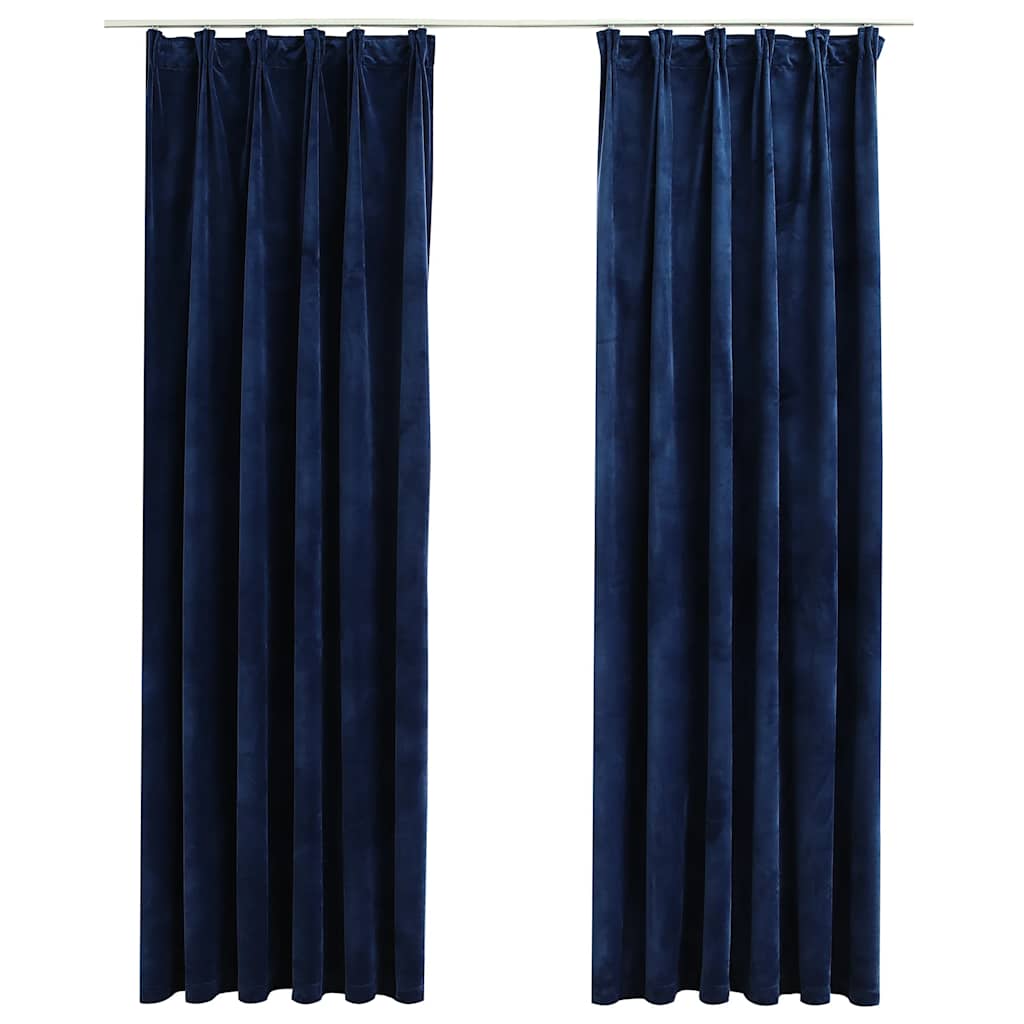 Tende Oscuranti con Ganci 2 pz Blu Scuro in Velluto 140x225 cm | homemem39