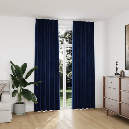 Tende Oscuranti con Ganci 2 pz Blu Scuro in Velluto 140x245 cm | homemem39