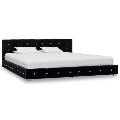 Letto con Materasso Memory Foam Nero in Velluto 180x200 cm | homemem39