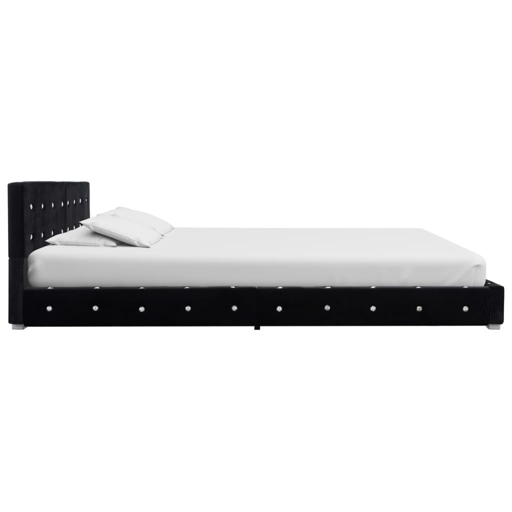 Letto con Materasso Memory Foam Nero in Velluto 180x200 cm | homemem39