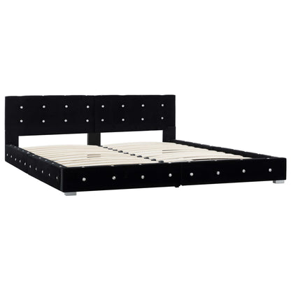 Letto con Materasso Memory Foam Nero in Velluto 180x200 cm | homemem39
