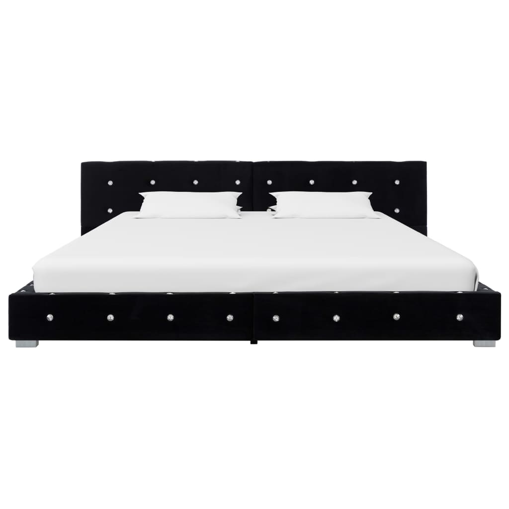 Letto con Materasso Nero in Velluto 180x200 cm | homemem39