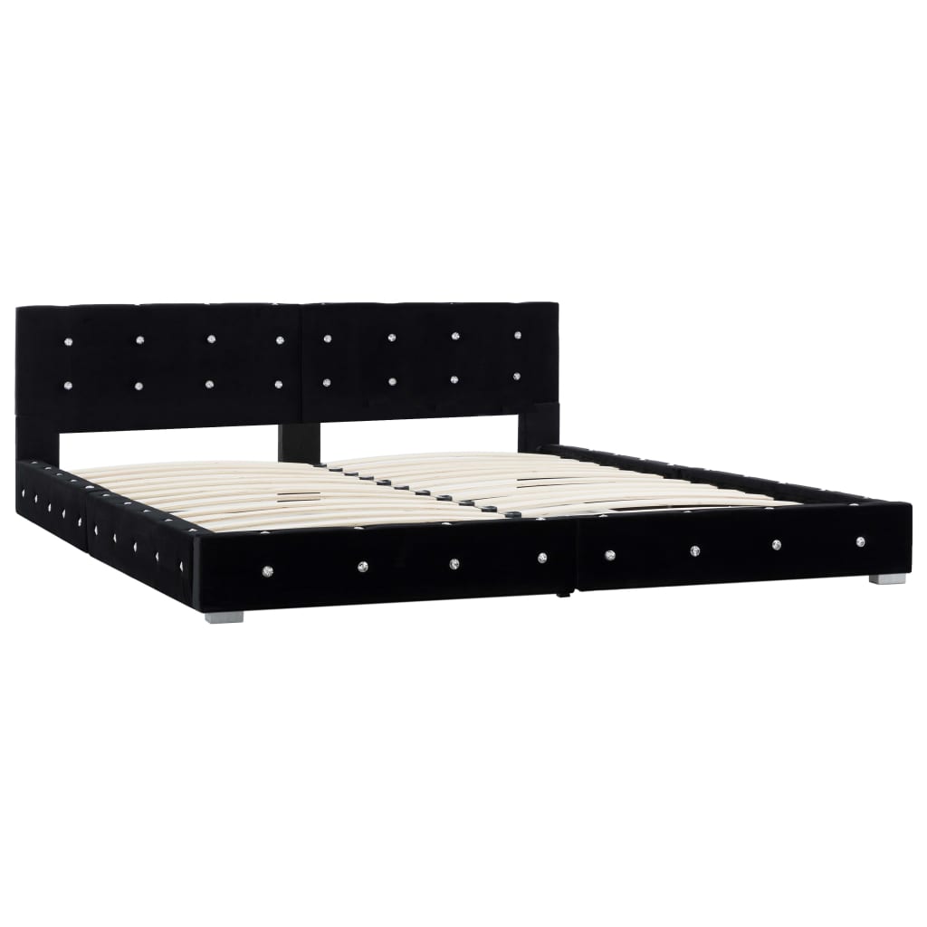 Letto con Materasso Nero in Velluto 180x200 cm | homemem39