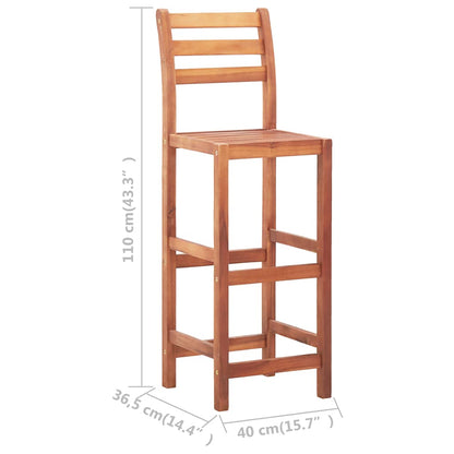 Sedie da Bar 2 pz in Legno Massello di Acacia - homemem39