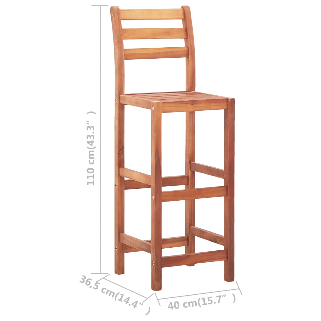 Sgabelli da Bar 4 pz in Legno Massello di Acacia | homemem39