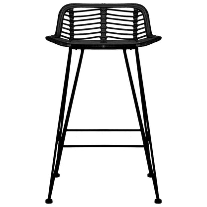Sedie da Bar 2 pz Nere in Rattan | homemem39