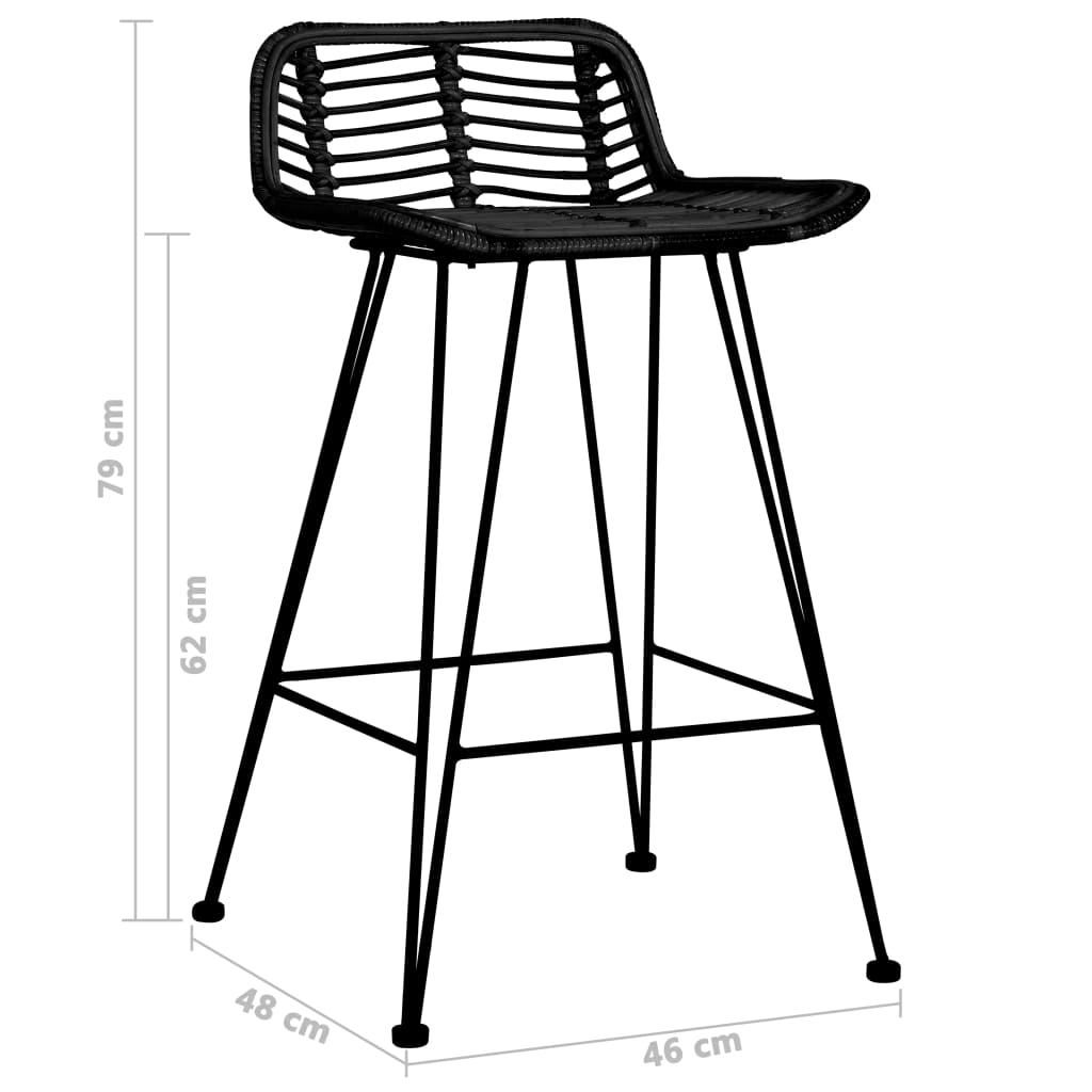 Sedie da Bar 2 pz Nere in Rattan - homemem39
