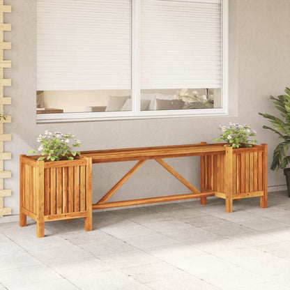 Panca Giardino con 2 Fioriere 150x30x40cm Legno Massello Acacia - homemem39