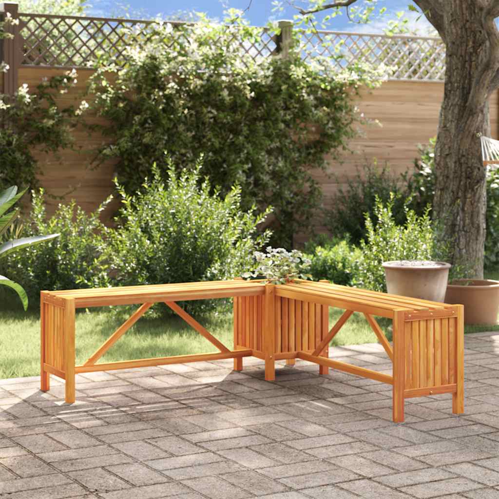 Panca Giardino Angolare e Fioriera 117x117x40cm Massello Acacia - homemem39