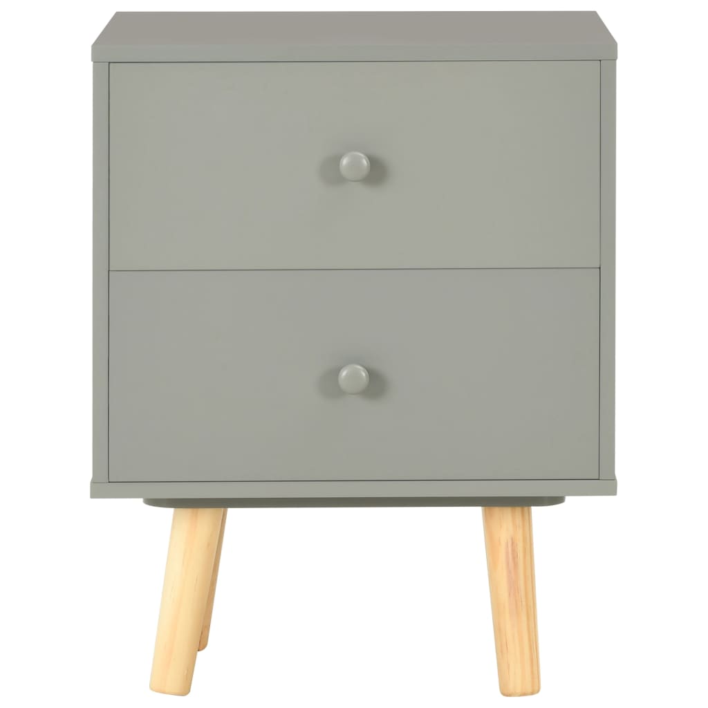 Comodini 2 pz Grigi 40x30x50 cm Legno Massello di Pino - homemem39