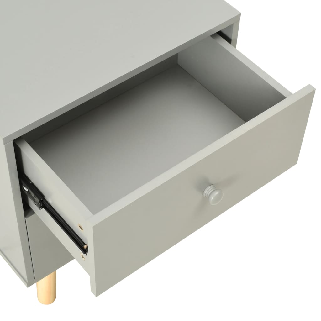 Comodini 2 pz Grigi 40x30x50 cm Legno Massello di Pino - homemem39