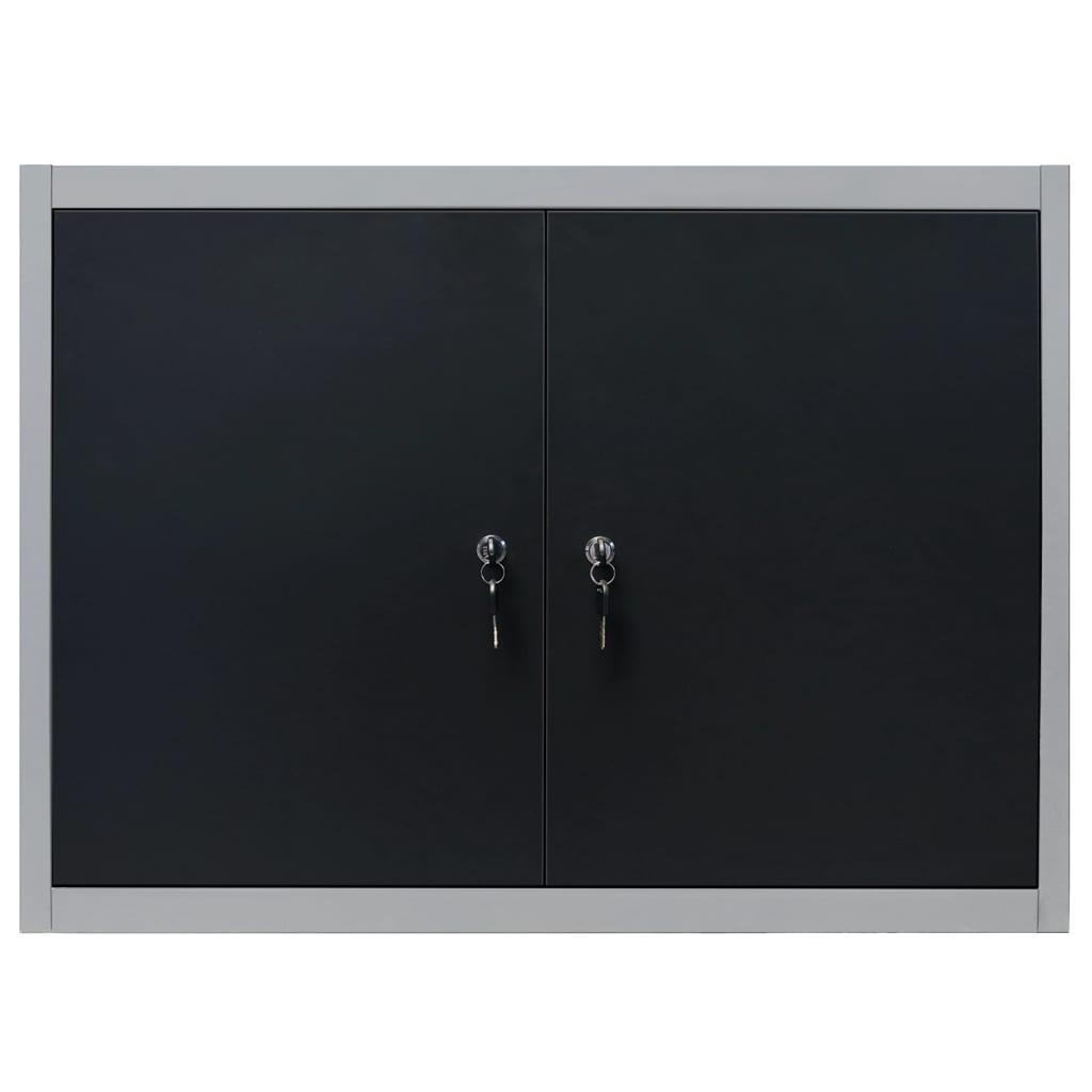 Armadio a Parete Stile Industriale in Metallo Grigio Nero | homemem39