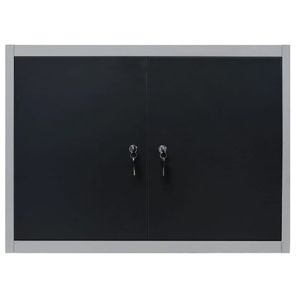 Armadio a Parete Stile Industriale in Metallo Grigio Nero | homemem39