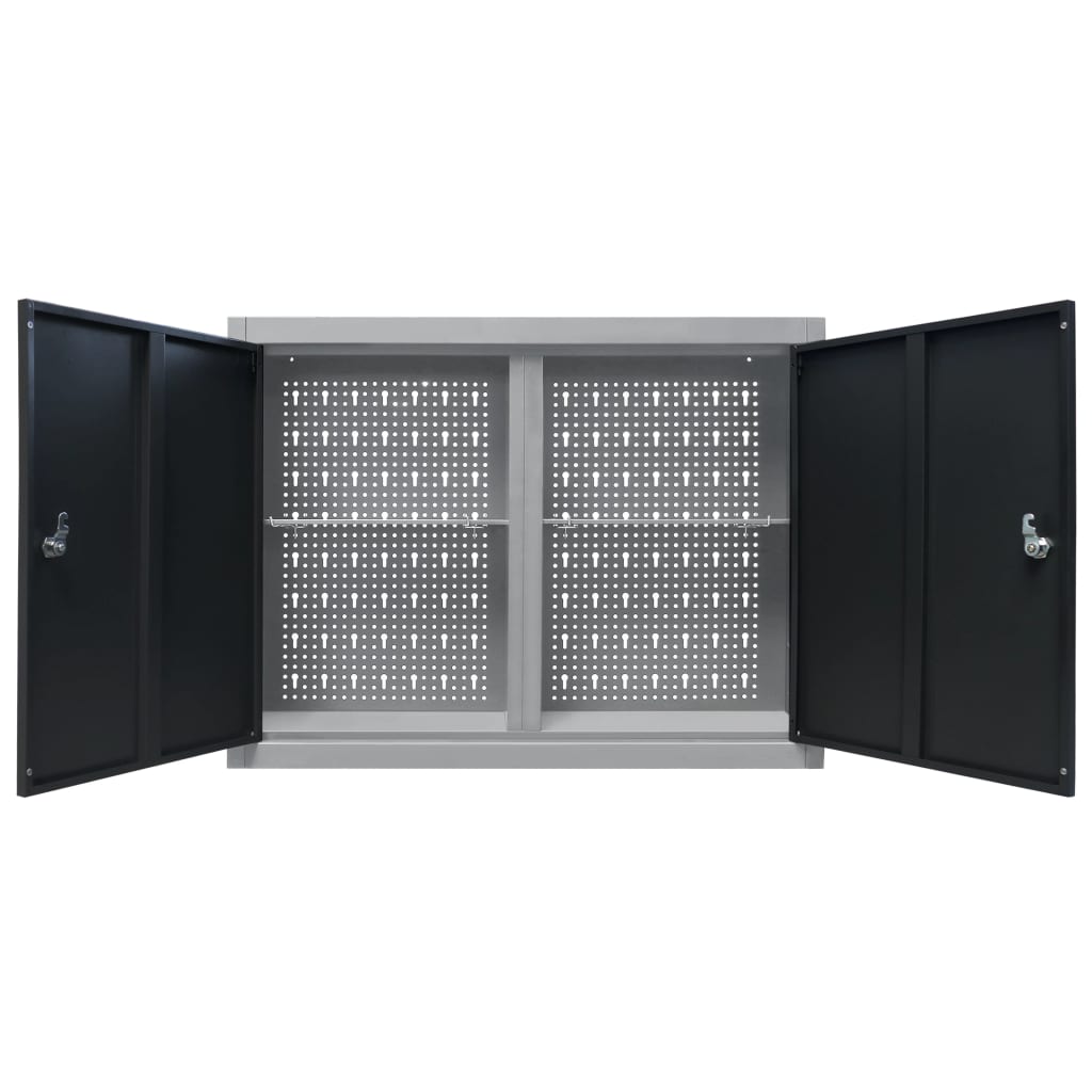 Armadio a Parete Stile Industriale in Metallo Grigio Nero | homemem39