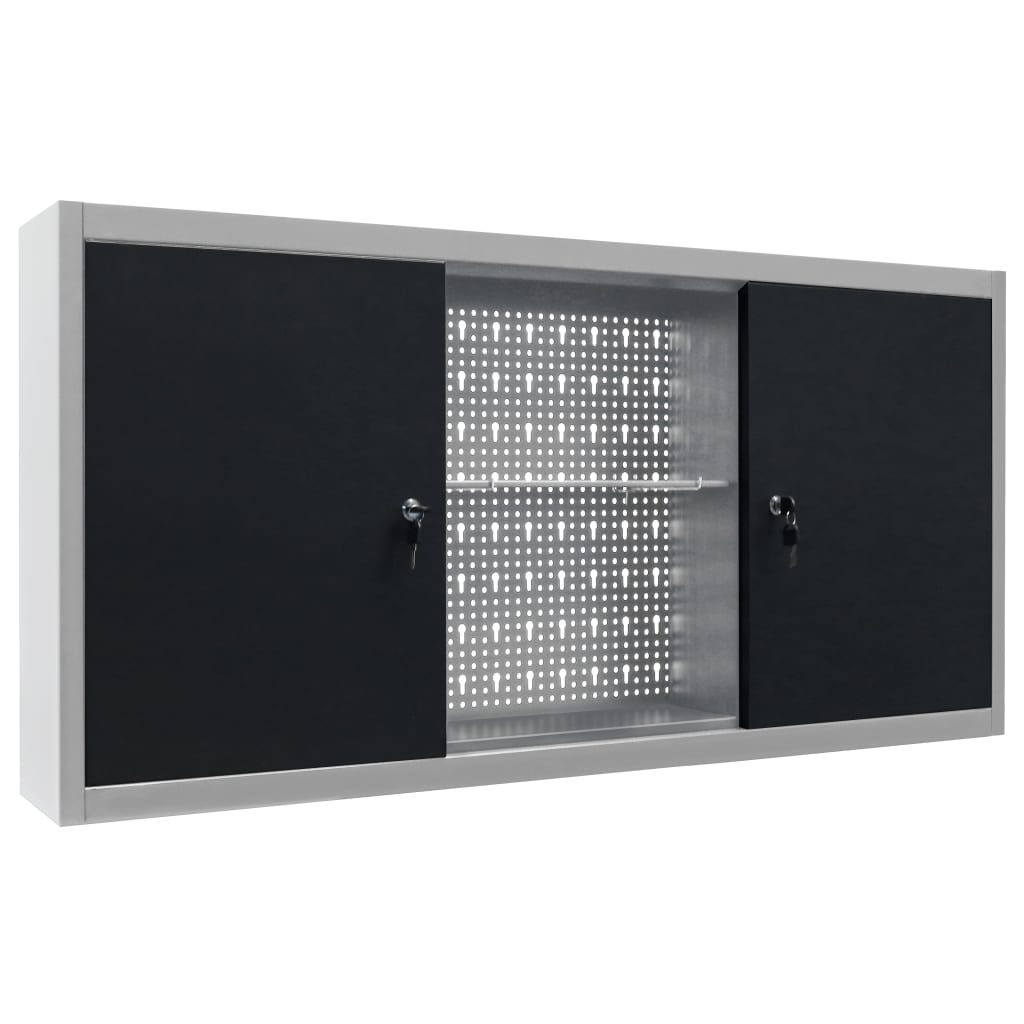 Armadio a Parete Stile Industriale in Metallo Grigio Nero | homemem39