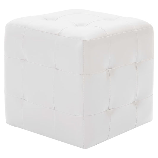 Pouf 2 pz Bianco 30x30x30 cm in Similpelle - homemem39