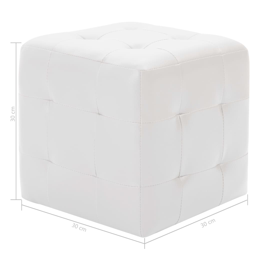 Pouf 2 pz Bianco 30x30x30 cm in Similpelle - homemem39