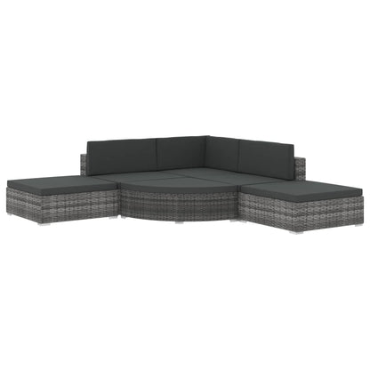 Set Divani da Giardino 6 pz con Cuscini in Polyrattan Grigio - homemem39