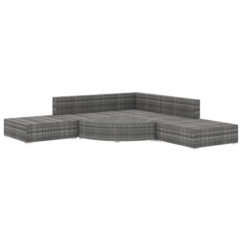 Set Divani da Giardino 6 pz con Cuscini in Polyrattan Grigio - homemem39