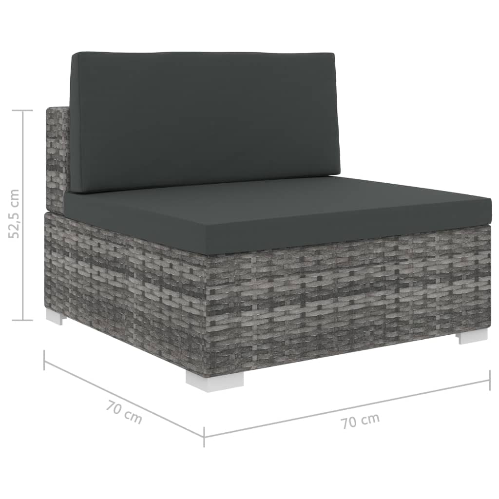 Set Divani da Giardino 6 pz con Cuscini in Polyrattan Grigio - homemem39