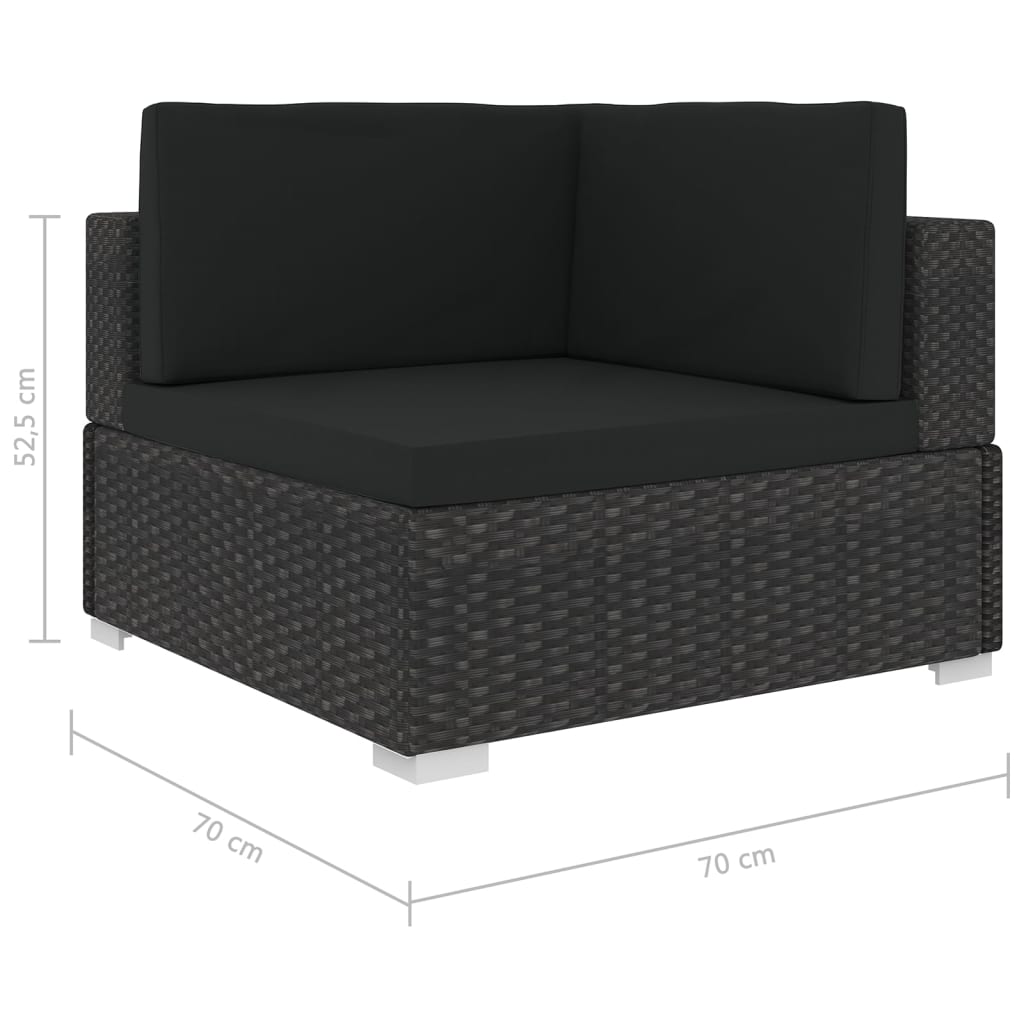 Set Divani da Giardino 5 pz con Cuscini in Polyrattan Nero - homemem39